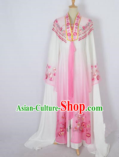 Traditional Chinese Professional Peking Opera Shaoxing Opera Costume Embroidery Pink Mantel, China Beijing Opera Female Diva Clothing Long Shawl Dress