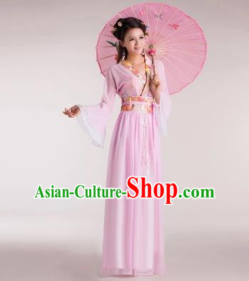 Traditional Chinese Classical Ancient Fairy Costume, China Tang Dynasty Princess Pink Dress for Women