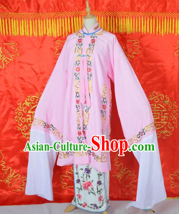 Traditional Chinese Professional Peking Opera Young Lady Costume Embroidered Mentle, China Beijing Opera Imperial Concubine Pink Ceremonial Robe Clothing