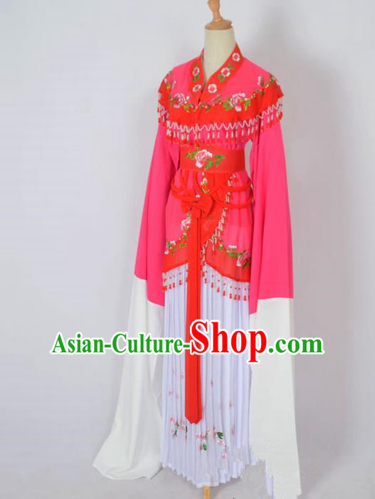Traditional Chinese Professional Peking Opera Young Lady Costume Water Sleeve Embroidered Dress, China Beijing Opera Diva Hua Tan Red Ceremonial Clothing