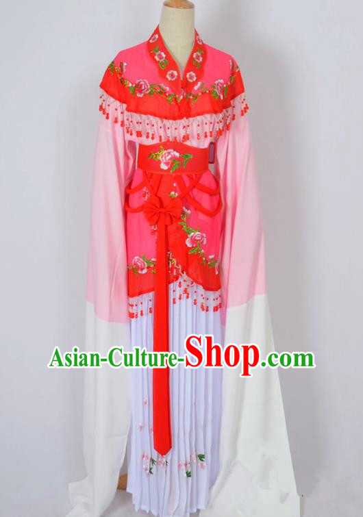 Traditional Chinese Professional Peking Opera Young Lady Costume Water Sleeve Embroidered Dress, China Beijing Opera Diva Hua Tan Pink Ceremonial Clothing