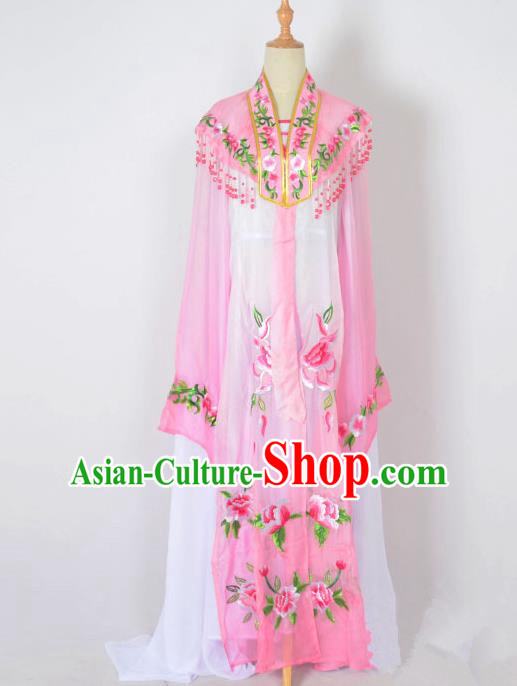 Traditional Chinese Professional Peking Opera Nobility Lady Water Sleeve Costume Embroidery Pink Shawl, China Beijing Opera Shaoxing Opera Royal Princess Dress Clothing