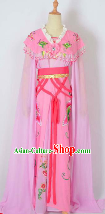 Traditional Chinese Professional Peking Opera Nobility Lady Costume Water Sleeve Pink Dress, China Beijing Opera Shaoxing Opera Embroidery Diva Hua Tan Dress Clothing