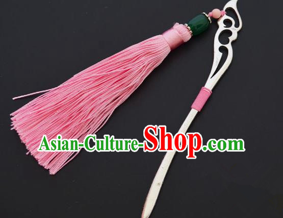 Traditional Handmade Chinese Classical Peking Opera Pink Tassel Hair Accessories, China Beijing Opera Step Shake Hairpins