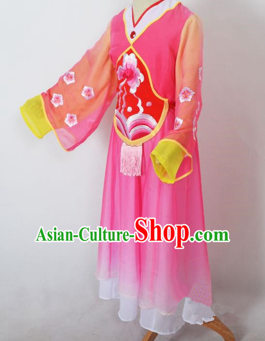 Traditional Chinese Professional Peking Opera Sitting Children Costume, China Beijing Opera Shaoxing Opera Seventh Fairy Rosy Uniform Princess Embroidery Dress Clothing