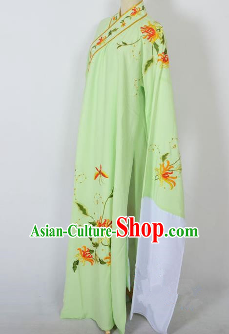 Traditional Chinese Professional Peking Opera Niche Young Men Costume, China Beijing Opera Prince Embroidery Chrysanthemum Green Robe Clothing