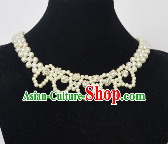 Traditional Handmade Chinese Classical Peking Opera Diva Accessories Necklace, China Beijing Opera Hua Tan Pearls Torque