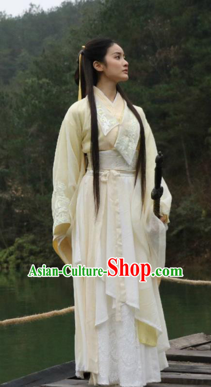 Traditional Chinese Ancient Jiang Hu Swordswoman Costume and Headpiece Complete Set, China Chivalrous Women Little Dragon Maiden Hanfu Dress Clothing