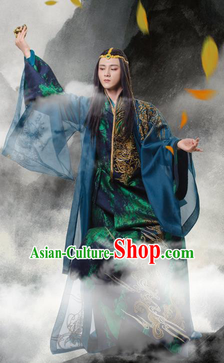 Traditional Chinese Northern and Southern Dynasties Nobility Childe Costume, China Ancient Elegant Hanfu Imperial Prince Wide Sleeve Robe Embroidery Clothing