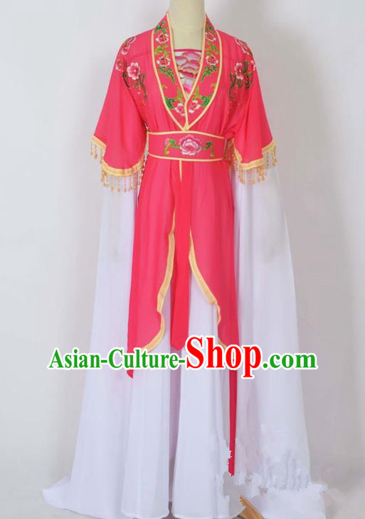 Traditional Chinese Professional Peking Opera Young Lady Costume Embroidery Rosy Dress, China Beijing Opera Diva Hua Tan Water Sleeve Clothing