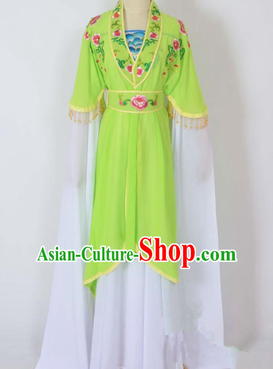 Traditional Chinese Professional Peking Opera Young Lady Costume Embroidery Light Green Dress, China Beijing Opera Diva Hua Tan Water Sleeve Clothing