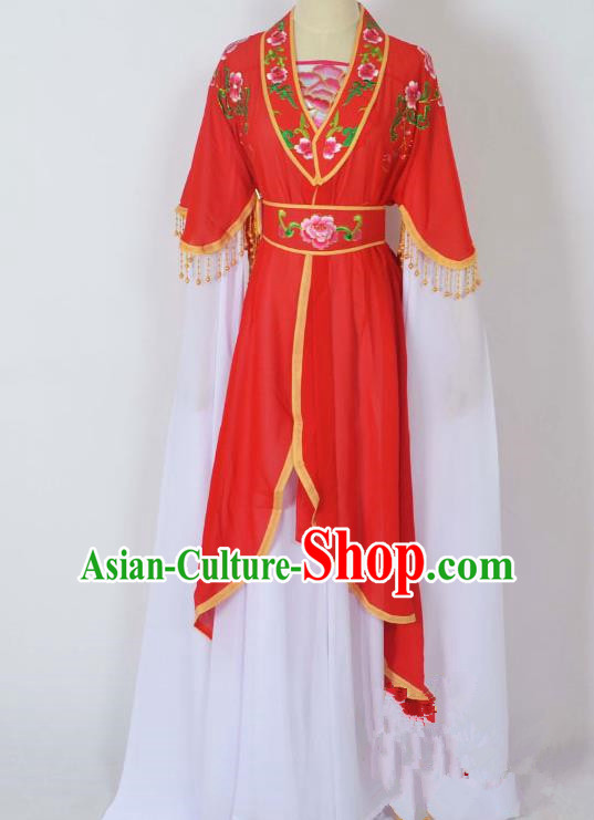 Traditional Chinese Professional Peking Opera Young Lady Costume Embroidery Red Dress, China Beijing Opera Diva Hua Tan Water Sleeve Clothing