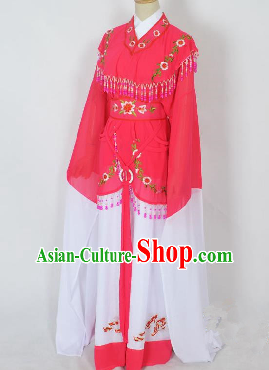 Traditional Chinese Professional Peking Opera Young Lady Jordan-Sitting Costume Rosy Embroidery Dress, China Beijing Opera Diva Hua Tan Embroidered Princess Clothing