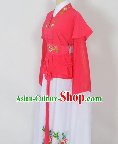 Traditional Chinese Professional Peking Opera Jordan-Sitting Water Sleeve Costume Rosy Embroidery Dress, China Beijing Opera Diva Hua Tan Embroidered Clothing