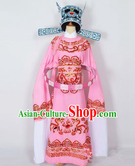 Traditional Chinese Professional Peking Opera Emperor Female Son-in-law Costume Pink Embroidered Robe and Hat, China Beijing Opera Niche Embroidered Clothing