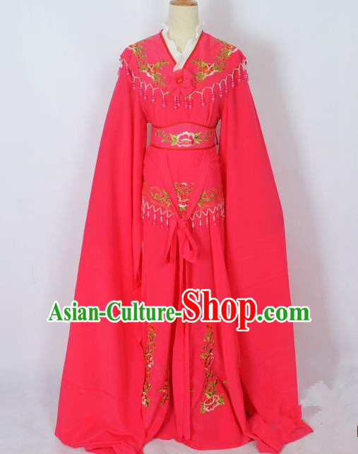 Traditional Chinese Professional Peking Opera Young Lady Costume Rosy Embroidery Dress, China Beijing Opera Diva Hua Tan Embroidered Clothing