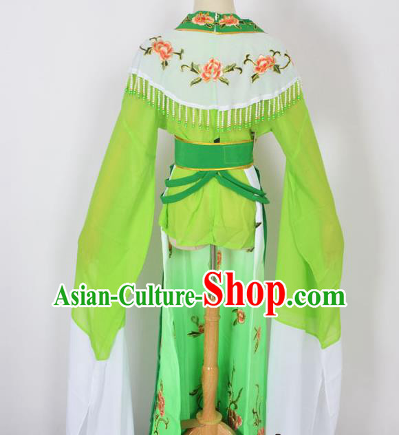 Traditional Chinese Professional Peking Opera Young Lady Princess Costume Green Embroidery Dress, China Beijing Opera Diva Hua Tan Embroidered Clothing