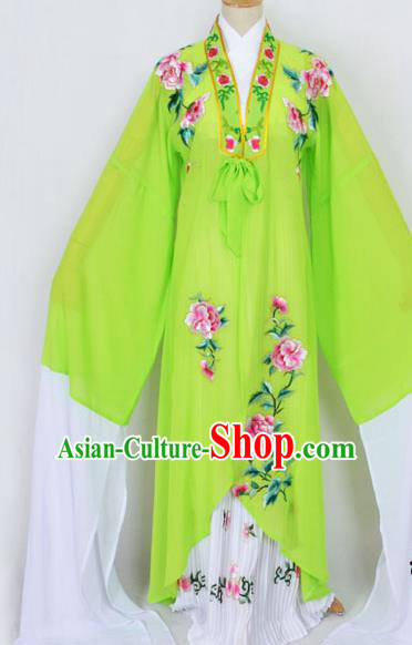 Traditional Chinese Professional Peking Opera Diva Princess Costume Embroidery Green Mantel, China Beijing Opera Hua Tan Young Lady Embroidered Clothing