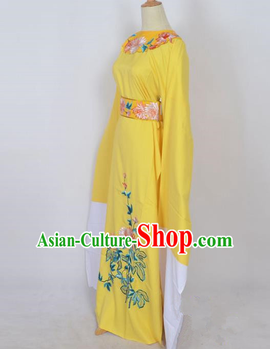 Traditional Chinese Professional Peking Opera Young Men Niche Costume Yellow Embroidery Robe, China Beijing Opera Nobility Childe Scholar Embroidered Clothing