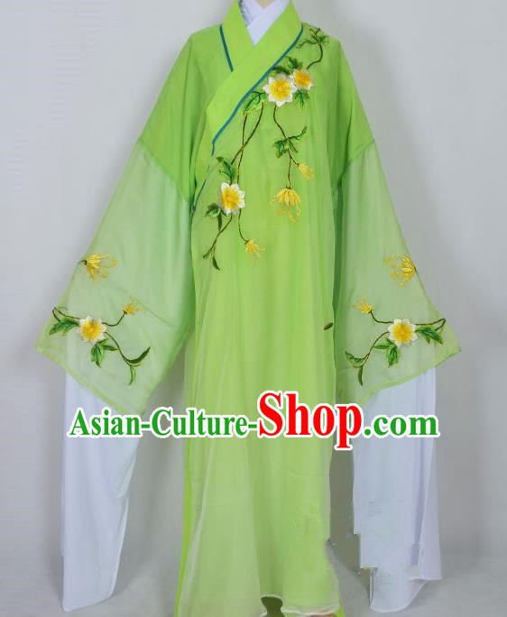 Traditional Chinese Professional Peking Opera Young Men Niche Water Sleeve Costume Green Embroidery Robe, China Beijing Opera Nobility Childe Scholar Embroidered Clothing