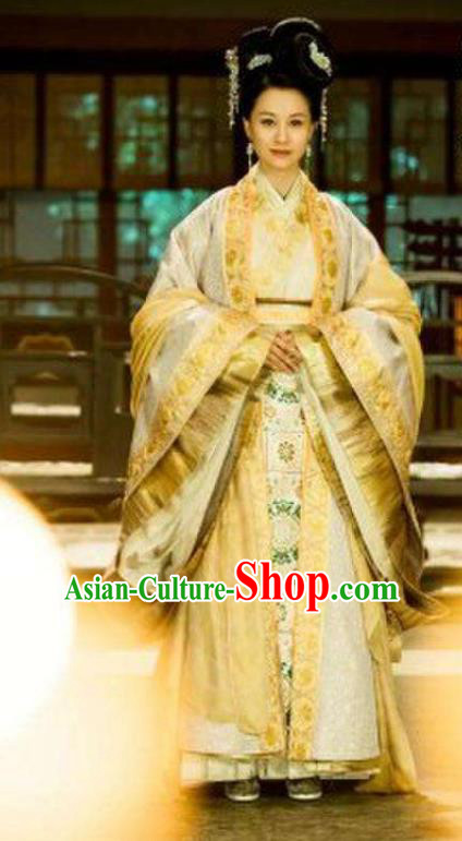 Traditional Chinese Ming Dynasty Imperial Empress Costume and Headpiece Complete Set, China Ancient Queen Hanfu Dress Clothing for Women