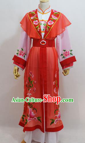 Traditional Chinese Professional Peking Opera Young Lady Princess Costume Red Embroidery Dress, China Beijing Opera Diva Hua Tan Embroidered Clothing