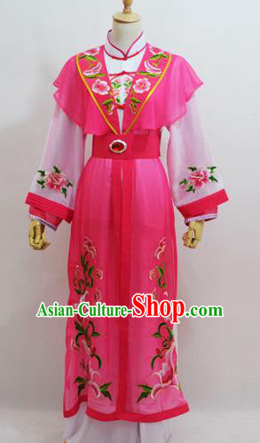 Traditional Chinese Professional Peking Opera Young Lady Princess Costume Pink Embroidery Dress, China Beijing Opera Diva Hua Tan Embroidered Clothing