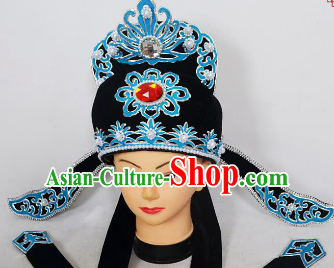 Traditional Handmade Chinese Classical Peking Opera Niche Hair Accessories Hat, China Beijing Opera Lang Scholar Headwear