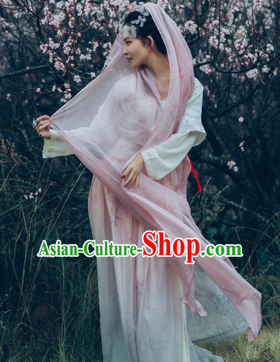 Traditional Ancient Chinese Young Lady Costume Embroidered Blouse and Skirt Complete Set, Elegant Hanfu Clothing Chinese Song Dynasty Imperial Princess Clothing for Women