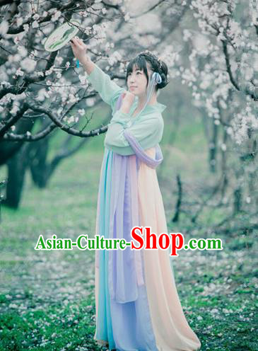 Traditional Ancient Chinese Palace Lady Costume Blouse and Skirt, Elegant Hanfu Clothing Chinese Song Dynasty Princess Embroidered Dress for Women