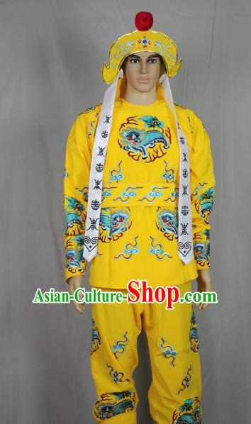 Traditional China Beijing Opera Takefu General Costume, Ancient Chinese Peking Opera Wu-Sheng Warrior Embroidery Yellow Clothing