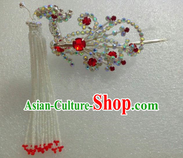 Traditional Handmade Chinese Ancient Classical Hair Accessories Barrettes Xiuhe Suit Phoenix Hairpin, Hanfu Hair Fascinators for Women