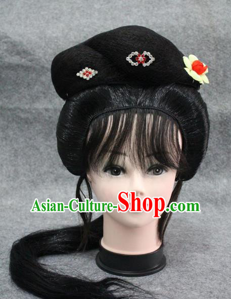 Traditional Handmade Chinese Ancient Classical Hair Accessories Peking Opera Young Lady Wig Sheath, China Beijing Opera Hua Tan Headgear