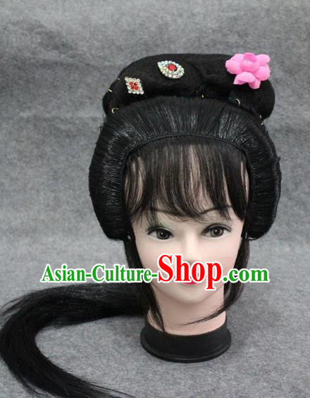 Traditional Handmade Chinese Ancient Classical Hair Accessories Peking Opera Young Lady Wig Sheath, China Beijing Opera Hua Tan Headgear