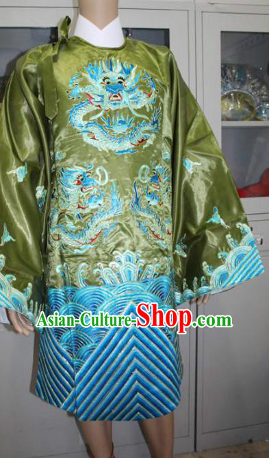 Top Grade Professional Beijing Opera Old Women Costume Pantaloon Green Embroidered Robe, Traditional Ancient Chinese Peking Opera Landlord Shiva Embroidery Clothing