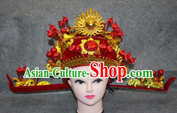 Traditional Handmade Chinese Ancient Classical Hair Accessories Peking Opera Niche Hat, China Beijing Opera God of Wealth Headgear