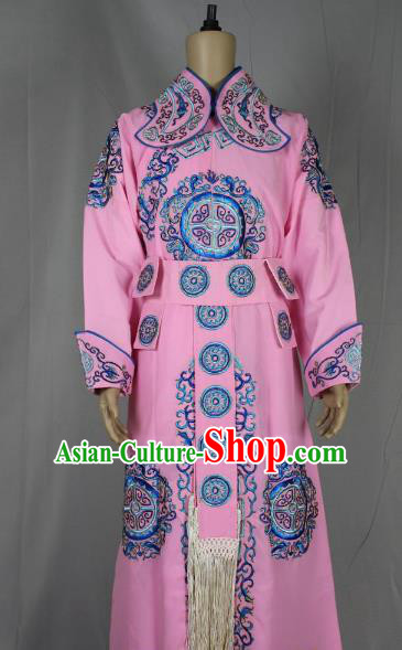 Traditional China Beijing Opera Takefu General Costume, Ancient Chinese Peking Opera Wu-Sheng Warrior Embroidery Pink Clothing