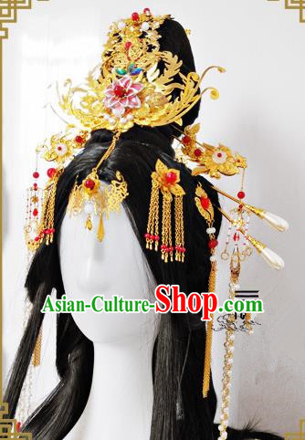 Traditional Handmade Chinese Ancient Classical Hair Accessories Complete Set Phoenix Coronet, Hairpins Hair Sticks Hair Jewellery Hair Fascinators for Women