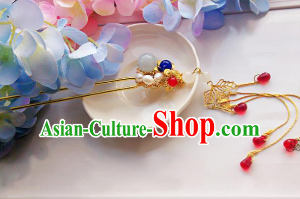 Traditional Handmade Chinese Ancient Classical Princess Hair Accessories Tassel Wedding Hairpins, Hair Jewellery Hair Fascinators for Women