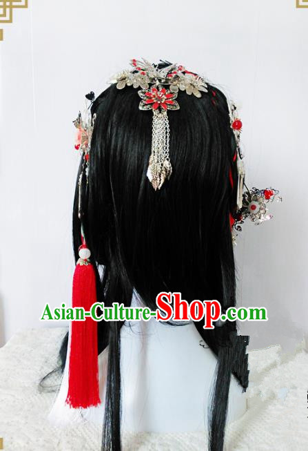 Traditional Handmade Chinese Ancient Classical Princess Hair Accessories Tassel Hanfu Hairpins Complete Set, Hair Jewellery Hair Fascinators for Women