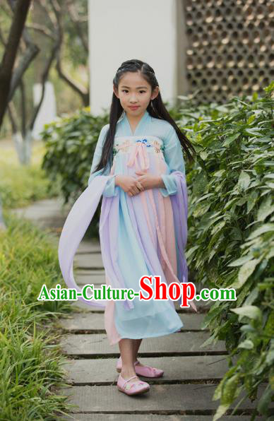 Traditional Ancient Chinese Children Costume, Elegant Hanfu Clothing Chinese Han Dynasty Princess Dress for Kids