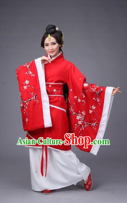 Traditional Chinese Hanfu Han Dynasty Princess Wedding Costume, Elegant Hanfu Clothing Chinese Ancient Embroidery Plum Blossom Dress for Women