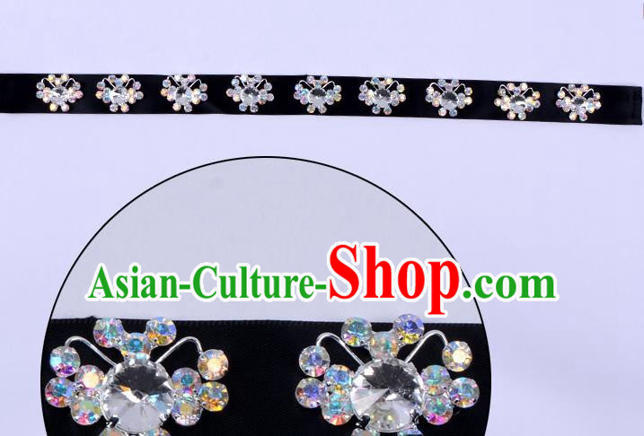 Traditional Beijing Opera Diva Hair Accessories Black Crystal Headband, Ancient Chinese Peking Opera Hua Tan Hair Clasp Headwear