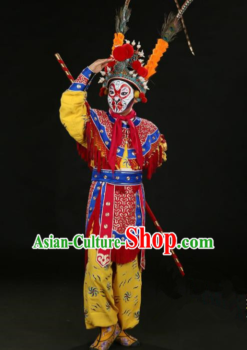 Traditional China Beijing Opera Takefu Sun Wukong Costume, Ancient Chinese Peking Opera Wu-Sheng Handsome Monkey King Embroidery Clothing
