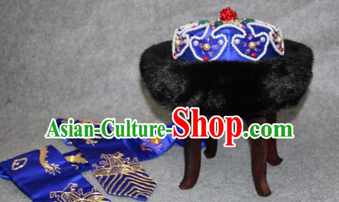 Traditional Handmade Chinese Ancient Classical Hair Accessories Peking Opera Emperor Hat, China Beijing Opera Qing Dynasty Manchu Majesty Headwear