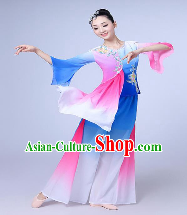 Traditional Chinese Classical Dance Yangge Fan Dance Costume, Chinese Classical Dance Folk Dance Uniform Yangko Clothing for Women