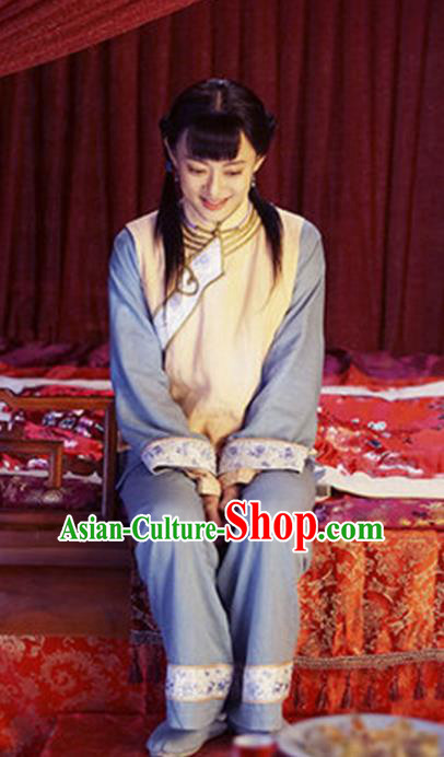 Traditional Chinese Qing Dynasty Maidservants Costume, Elegant Hanfu Clothing Chinese Ancient Republic of China Young Lady Clothing