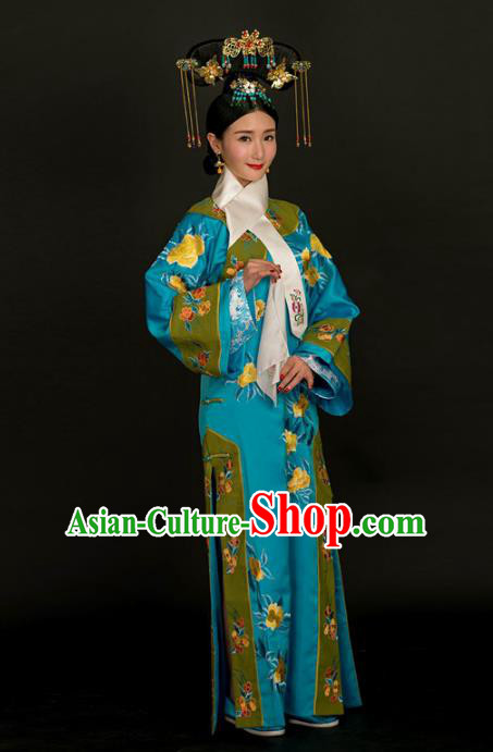 Traditional Ancient Chinese Imperial Consort Costume, Chinese Qing Dynasty Manchu Lady Dress, Chinese Mandarin Robes Imperial Concubine Embroidered Clothing for Women