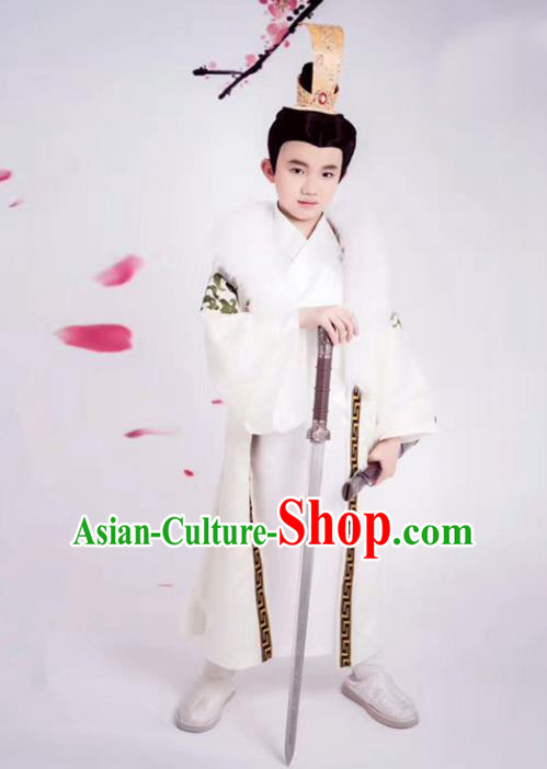 Traditional Chinese Ancient Nobility Childe Costume, Elegant Hanfu Clothing Chinese Han Dynasty Prince Clothing for Kids