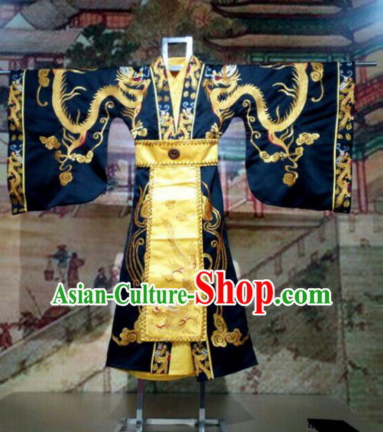 Traditional Chinese Ancient Emperor Costume Embroidered Robe, Chinese Qin Dynasty Royal Highness Embroidery Dragons Gwanbok Clothing